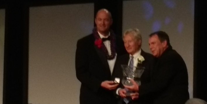 Ron Belinko receiving his NIAAA Hall of Fame ring and crystal bowl at the 12/12/17 banquet in Phoenix, AZ.