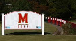 University of Maryland golf sign adjacent to their driving range.